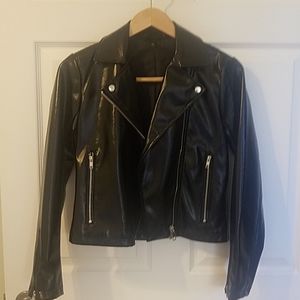 NWOT Topshop black faux leather moto jacket